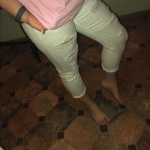 arizona white cropped ripped skinny jeans